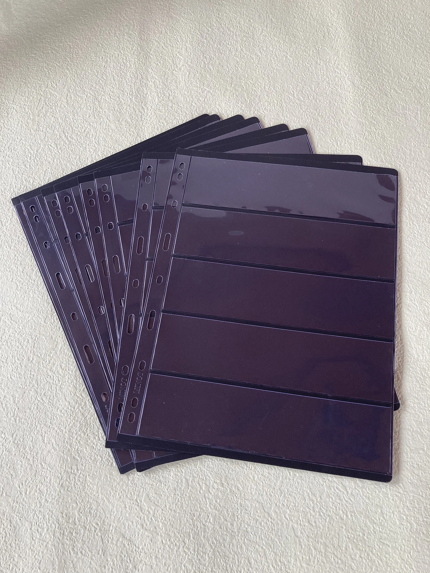 Post Stamp Collection Album Black Pages Double Sided Stamp Holder Stock Sheet 1 2 4 5 6 7 Pocket Sleeves Banknote Money Postcard