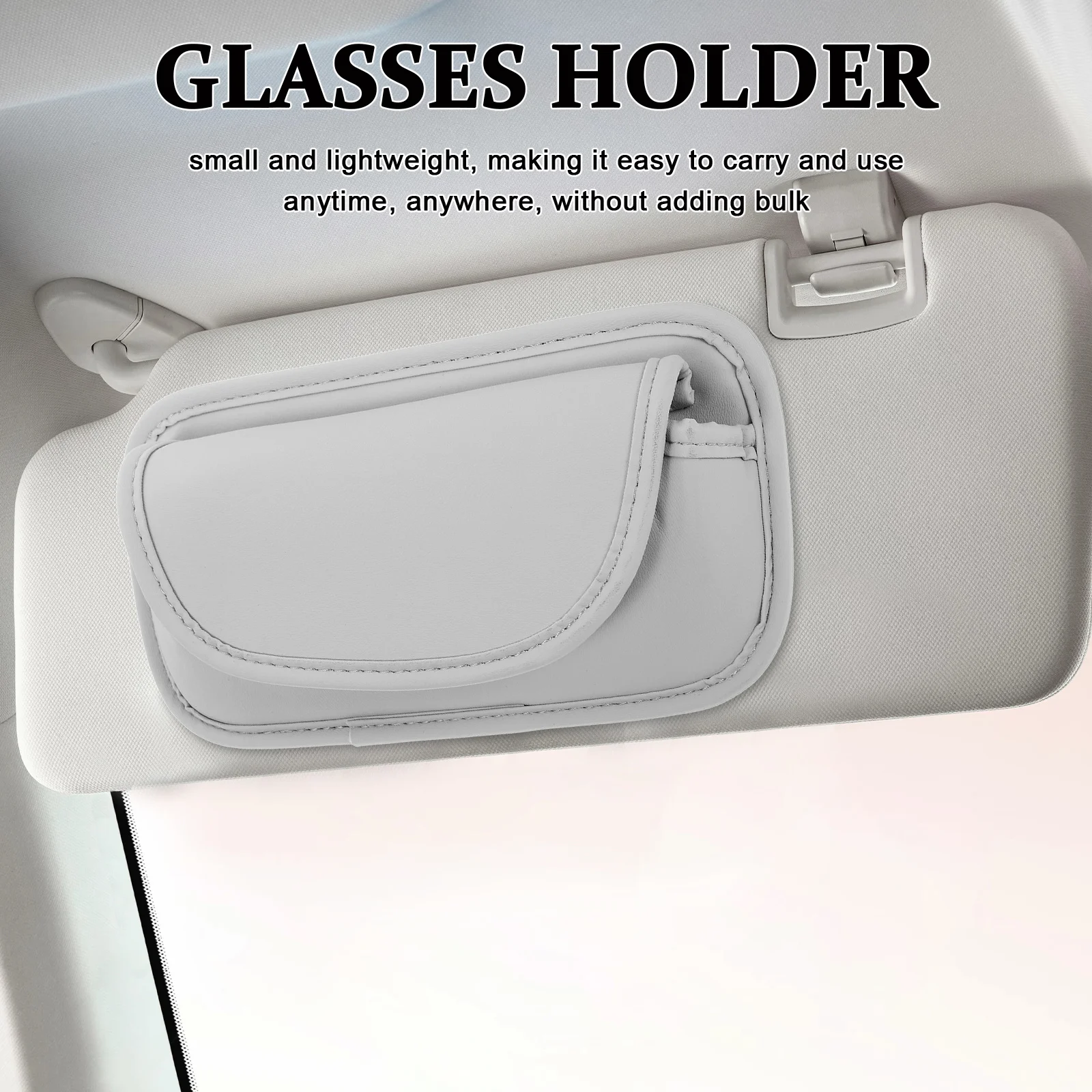 

Car Glasses Holder Sun Visor PU Auto Eyeglass Organizer Sunglasses Case Storage Box Clip Grey Car Accessories PU Glasses Holder
