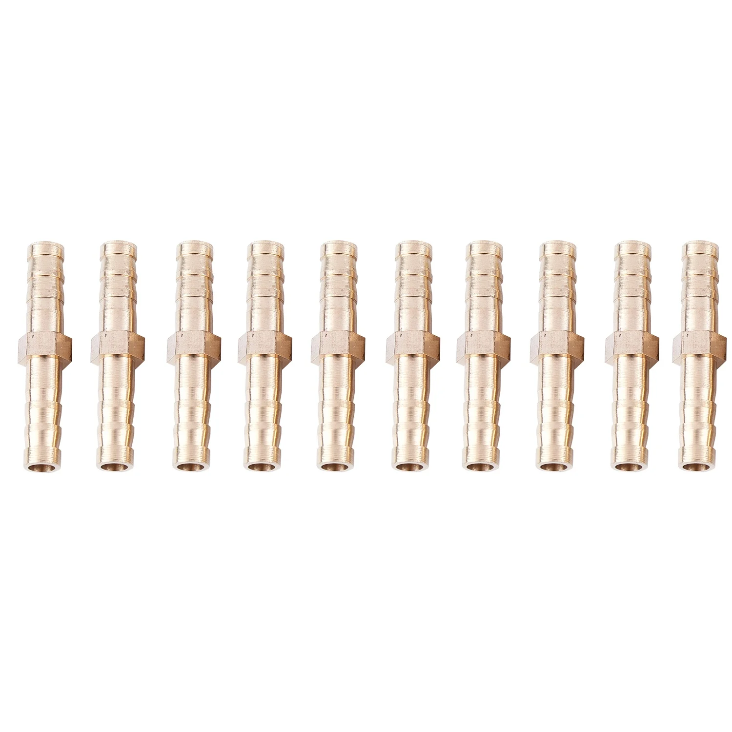 DT17 10pcs Brass 6mm Straight Hose Barb Quick Coupling Connector Gold Pagoda Fitting