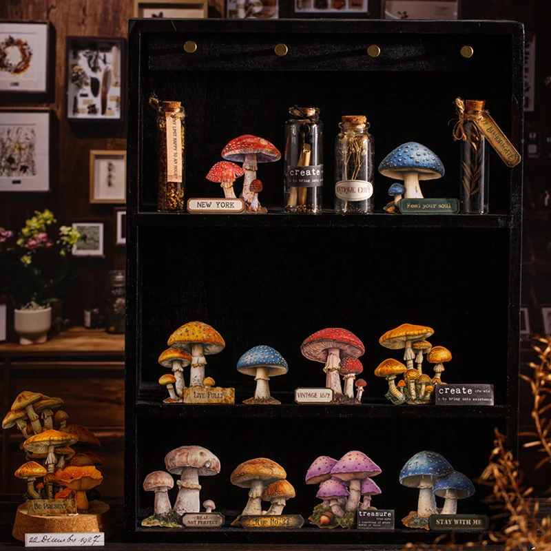 25 ورقة/حزمة ملصقات الفطر الغامض خمر DIY بها بنفسك الحرف سكرابوكينغ جراب هاتف مخطط مجلة الديكور #5