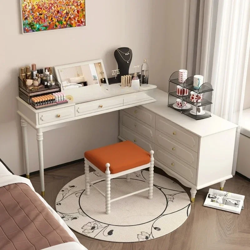 Cream Dresser Vanity Antique Solid Wood Dressing Table Bedroom Bedside Corner Extendable Makeup Tableb22