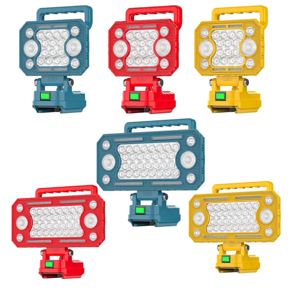 

18V Battery-Powered LED Work Light, Compatible with Makita/DeWalt/Milwaukee, Portable with USB Port, for Jobsite & Camping
