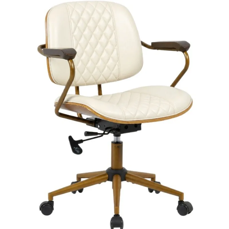 Light luxury solid wood armrest computer chair backrest adjustable office chair home retro sedentary not tired can lift rotating