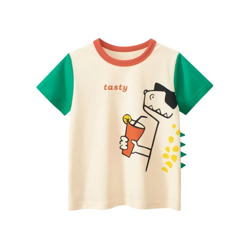 2024 Summer New Cartoon Boys Tops Casual Children's T-Shirts Short Sleeve O-Neck Cotton Top Tees Kids Outfit 2-10Y Dropship