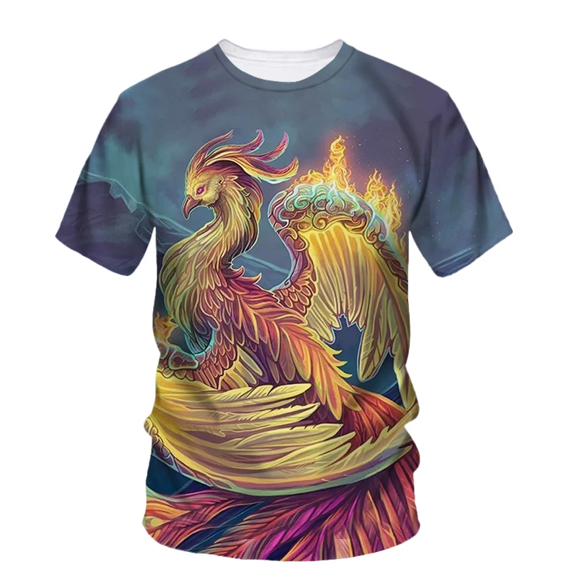 Summer Fashion New Phoenix Graphic T Shirts For Unisex Trendly Men Casual Fun Harajuku Printed Round Neck Short Sleeve Tees Tops