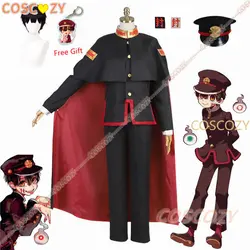 Anime Jibaku Shounen Hanako kun Yugi Amane Cosplay kostiumy oprawione w toaletę płaszcz Hanako kun czarny komplet mundur czapka z peruką