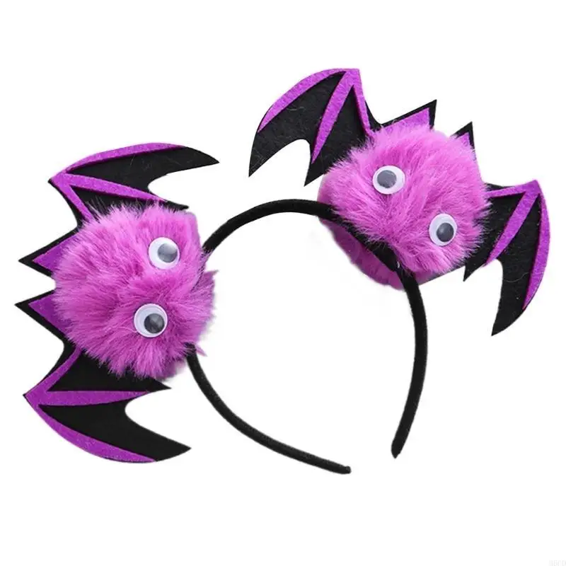 

M6CD Fashion Halloween Pumpkin and Bat Headband Quality Craftsmanship Headpieces Party Headwear Suitable for Daily Wear
