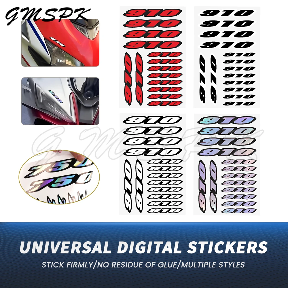

910 Number Motorcycle Stickers Self-adhesive Motorbike Fuel Tank Fairing Sticker Decor Decals Fit for Augusta Brutale 910S 910R