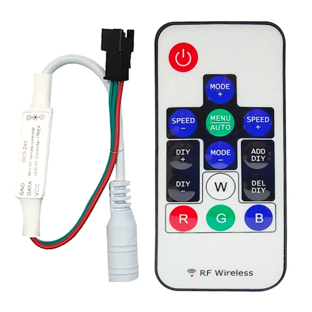 

WS2811 WS2812 RGB LED Strip Controller WS2812B Led Pixels Strip Light Controller 14Keys RF Wireless Remote Controller DC5V-24V