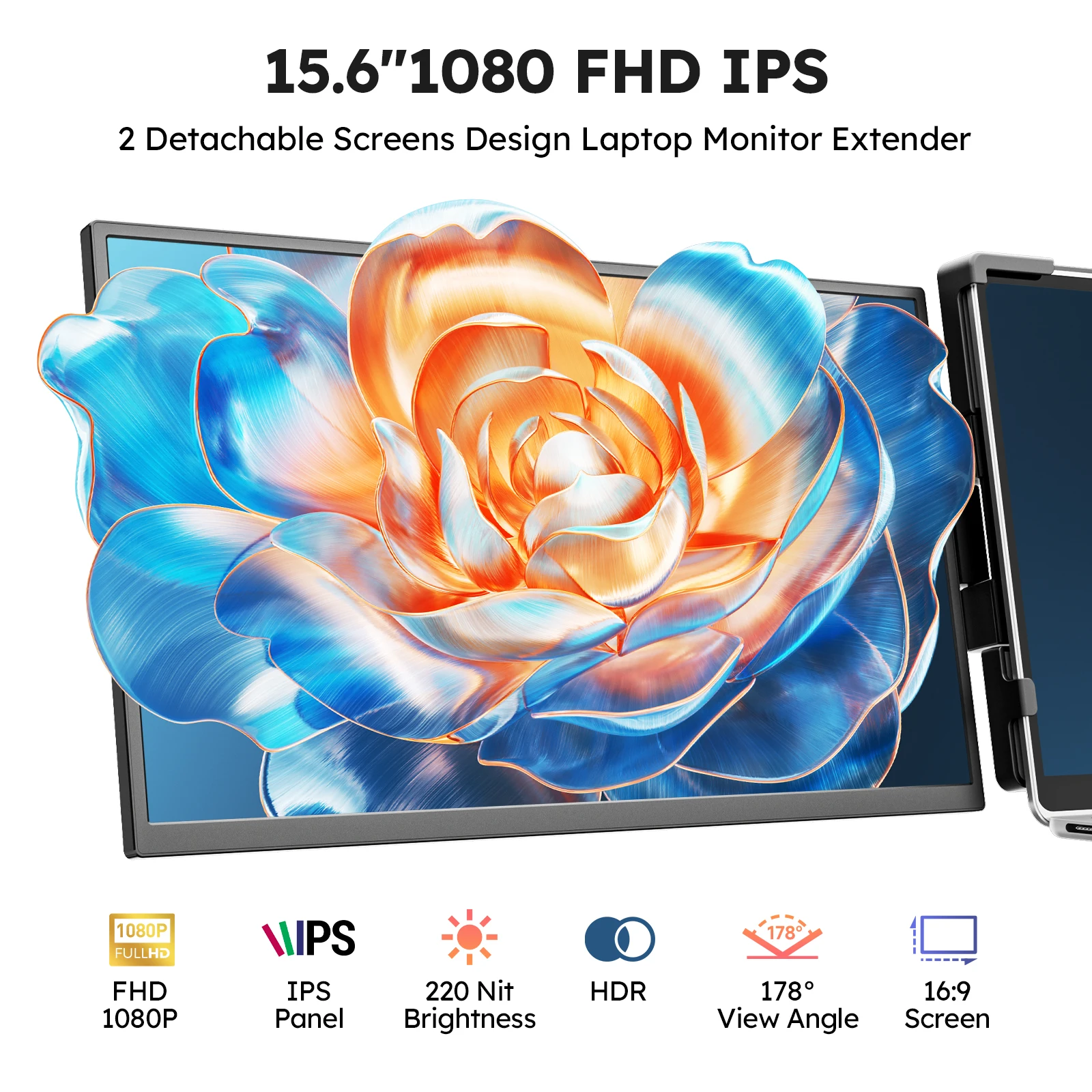 Dopesplay 15.6 tripe extensor de tela para laptop 1080 fhd ips extensão de exibição externa monitor duplo para mac chrome mini pc xbox