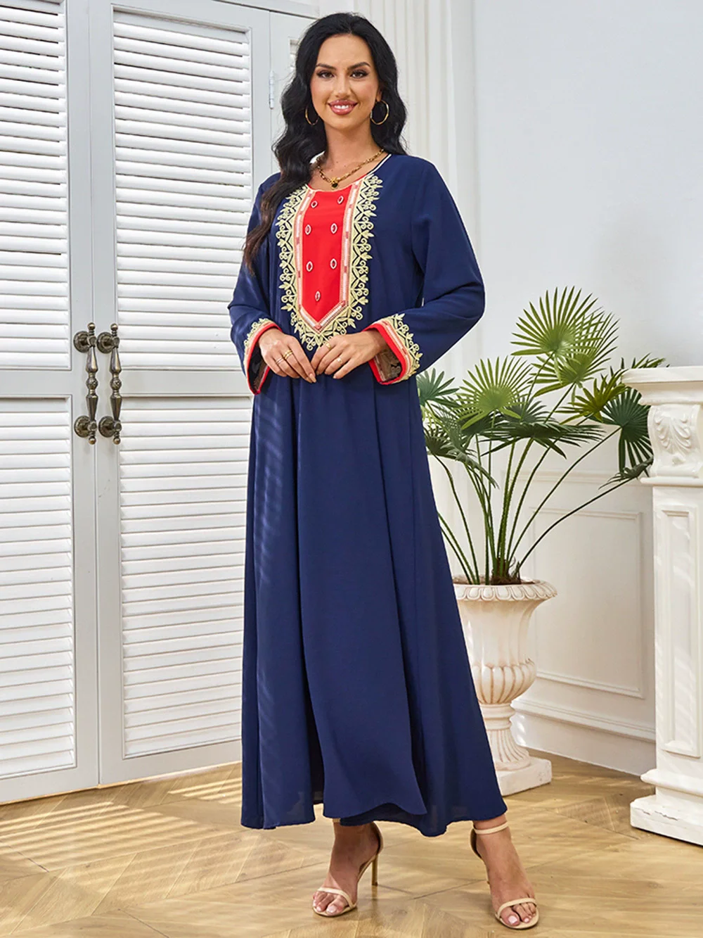 

Ближневосточный халат, женский летний новый комплект с вышивкой и бриллиантами, мусульманское роскошное модное платье с длинными рукавами