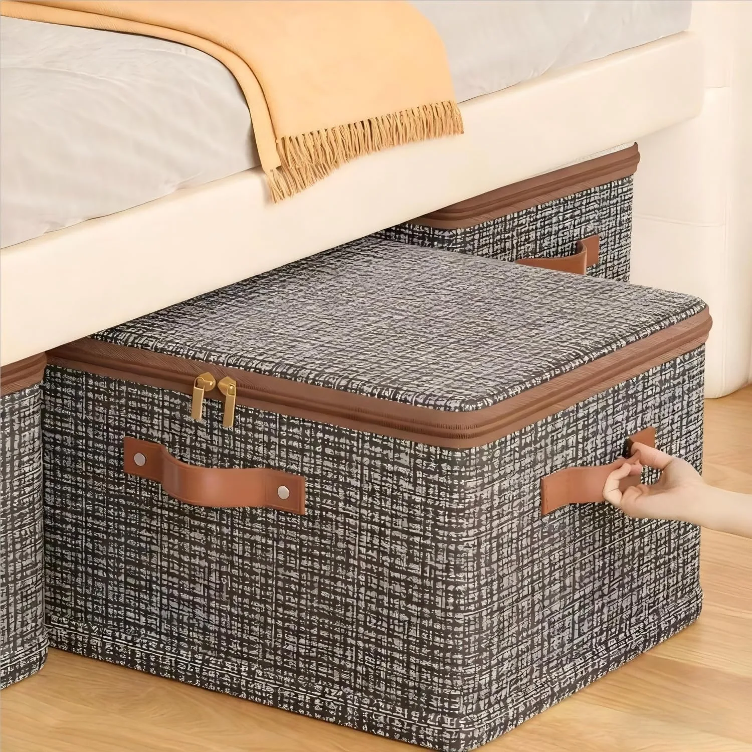 Collapsible Closet Organizer Container Home Wardrobe Clothing Storage Bin Decorative Storage Box for Organizing Clothes Blanket