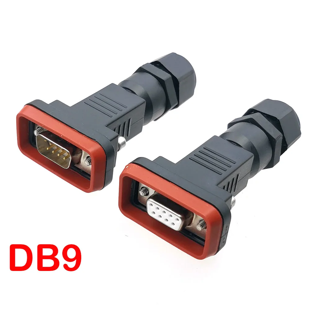 1pcs DB9 DB15 Plug Socket Male Female Waterproof Connector Cable Waterproof Shell IP67 D-SUB Welded Wire AISG-DB15 9PIN 15PIN