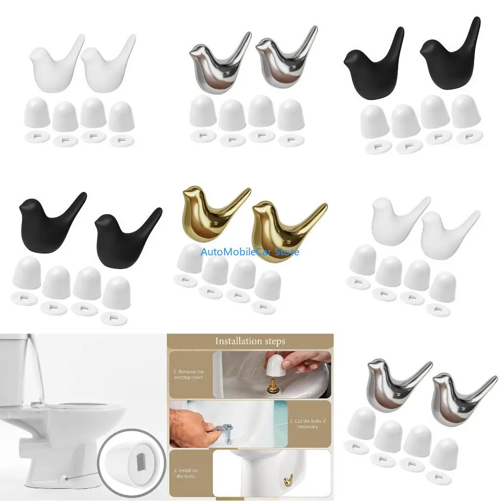 G8TE Ceramic ABS Bird Shaped Toilet Bolt Caps Motorhome Bathroom necessary Rust Proof Cover Easy Fit Design Enhances Bat