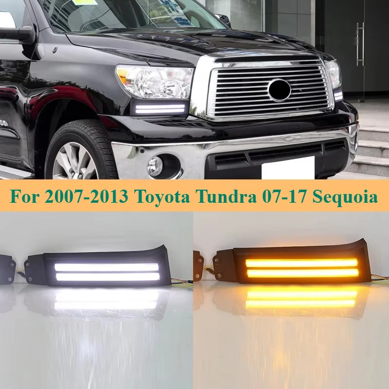 

DRL Fog Lights For Toyota Tundra 2007-2013 Sequoia 2007-2017 LED Front Bumper Turn Signal Lights Daytime Running 2 PCS