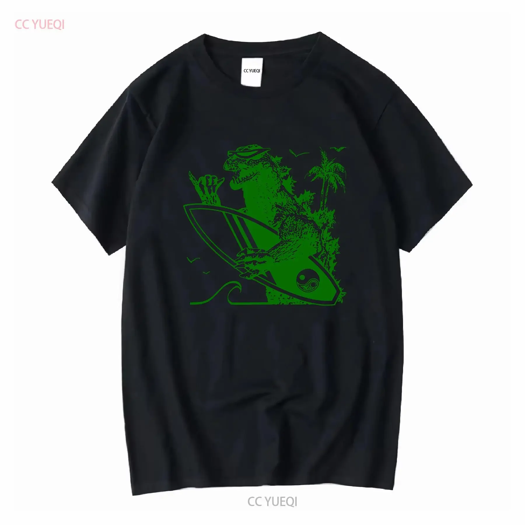 Camiseta de surf de dinosaurio Cool Surf 80s Vintage 70s tabla de surf Tiki Bar para surfista Retro hombres mujeres niños vintage lavado ligeramente