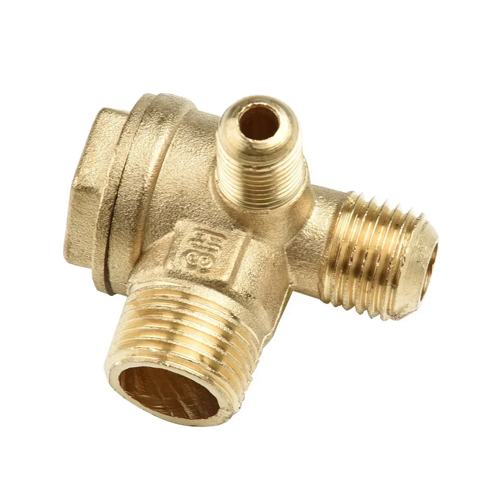 3 Port Brass Central Pneumatic Valves Air Compressor Check Valve Thread Male Thread Check Valve Connector Tool DIY Home Tools