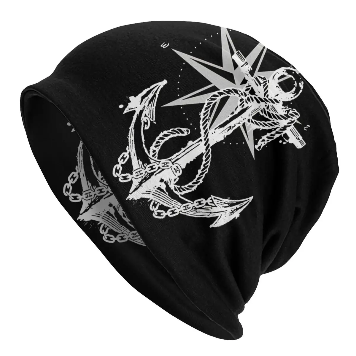 Anchor Anker Compass Maritime Nautical Men Women Thin Beanies Outdoor Ski Cap Skullies Bonnet Hat