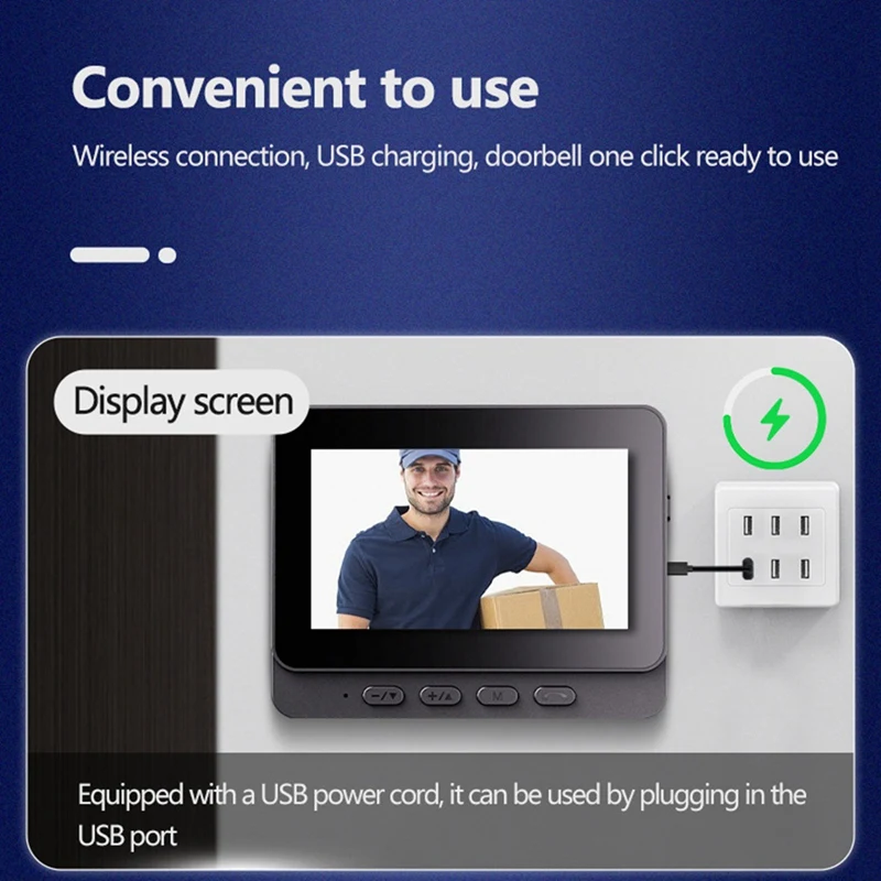 Wireless Waterproof Visual Doorbell IR Night Vision Door Bell HD 4.3Inch IPS Screen Video Smart Home Door Bell Camera