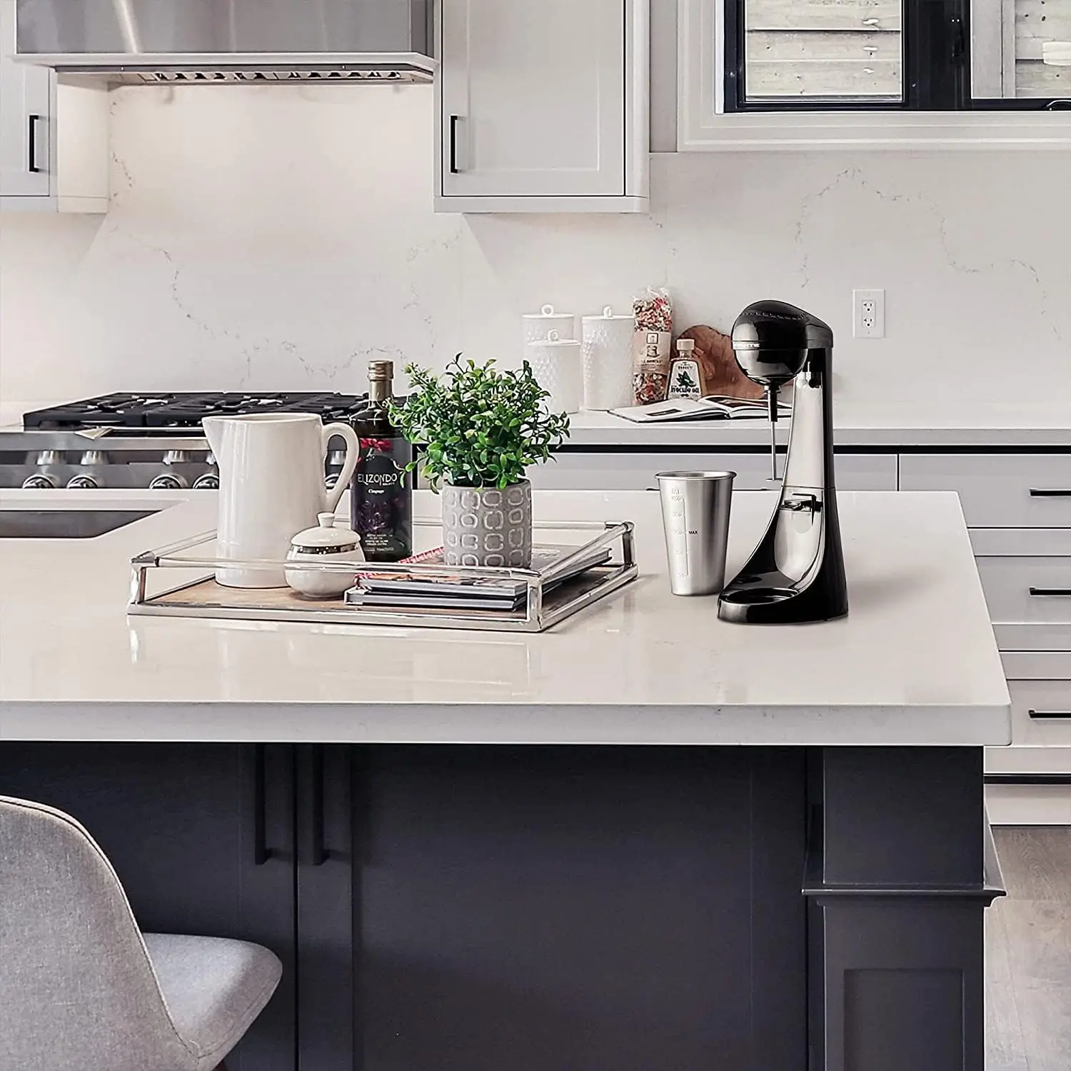 Classic Milkshake Maker Machine with 2 Speed Setting, Safety Lock & 15.2 Ounce Stainless Steel Mixing Cup & Rod