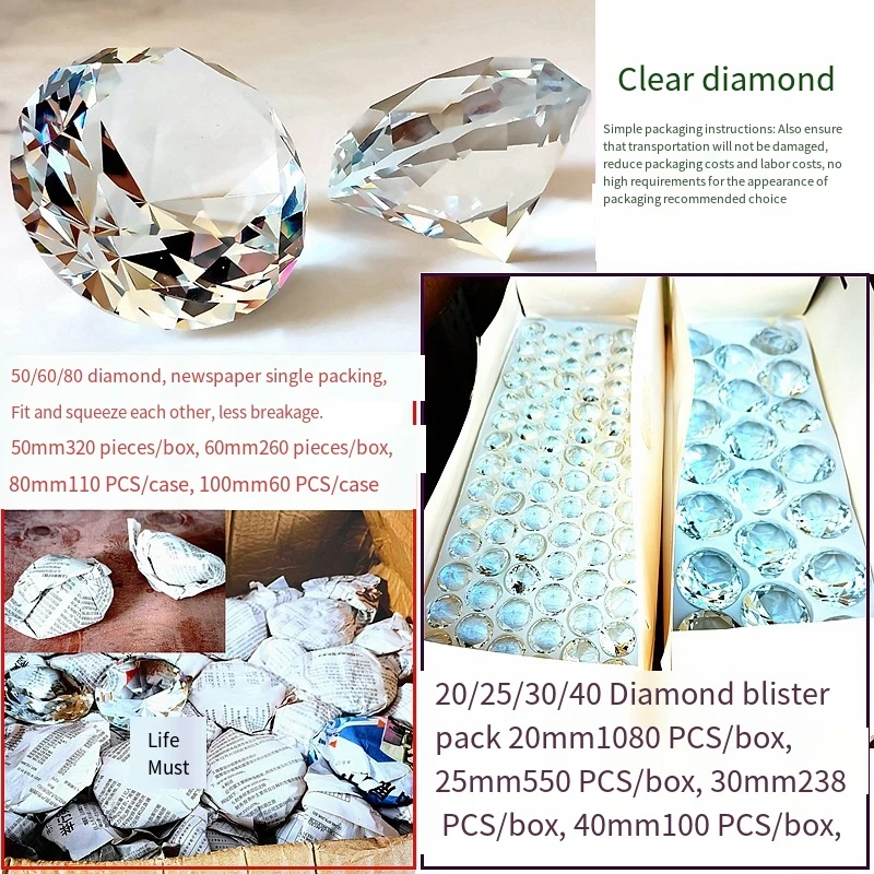 1PC Clear Crystal Big Glass Diamond Party Large Romantic Diamond Decoration Proposal Home Decoration Ornaments Crafts Gifts