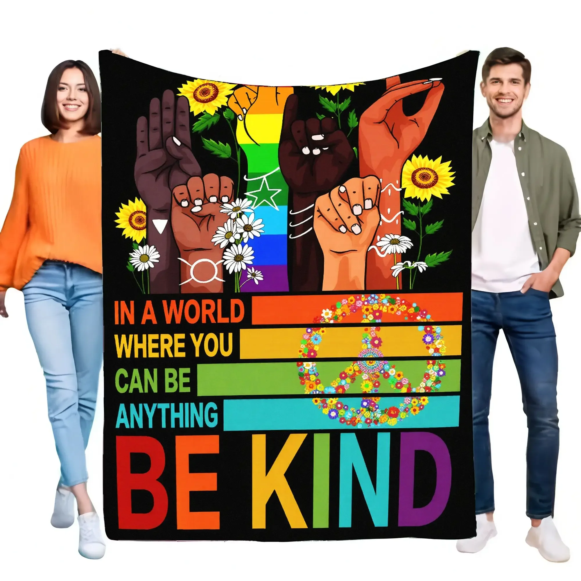 Colorful Inspirational Blanket Fleece Throw Cozy Soft Warm Bed Sofa Decor Perfect for Home, Living Room, Gifts for Friends and F