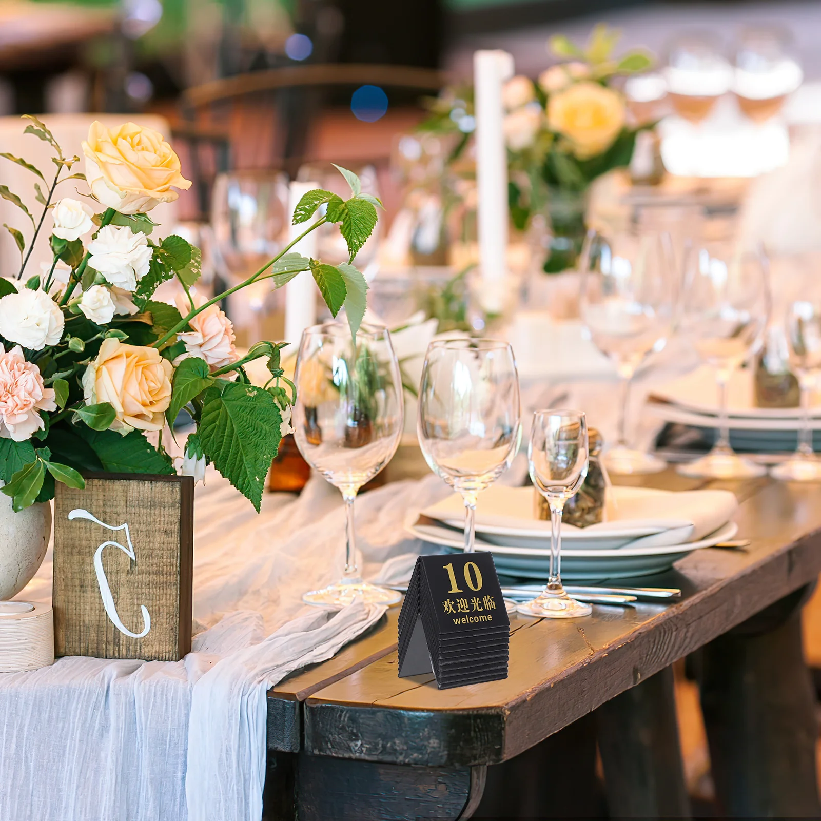 

10Pcs Acrylic Table Numbers Markers Reusable Double Sided Number Signs for Wedding Party Restaurant Cafe Table Decorations