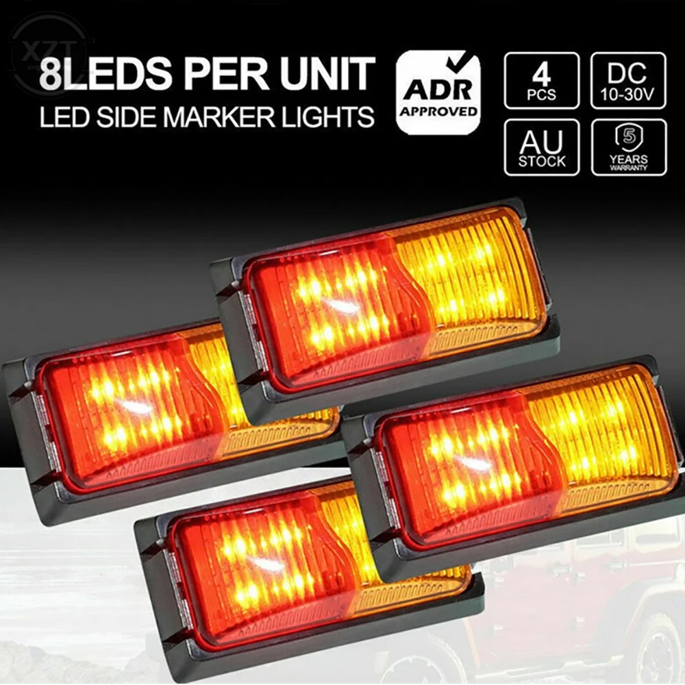 Hot Selling 8LED Dual Color Truck Side Lights 10V-30V Trailer LED Signal Lights Red And Yellow Tail Lights