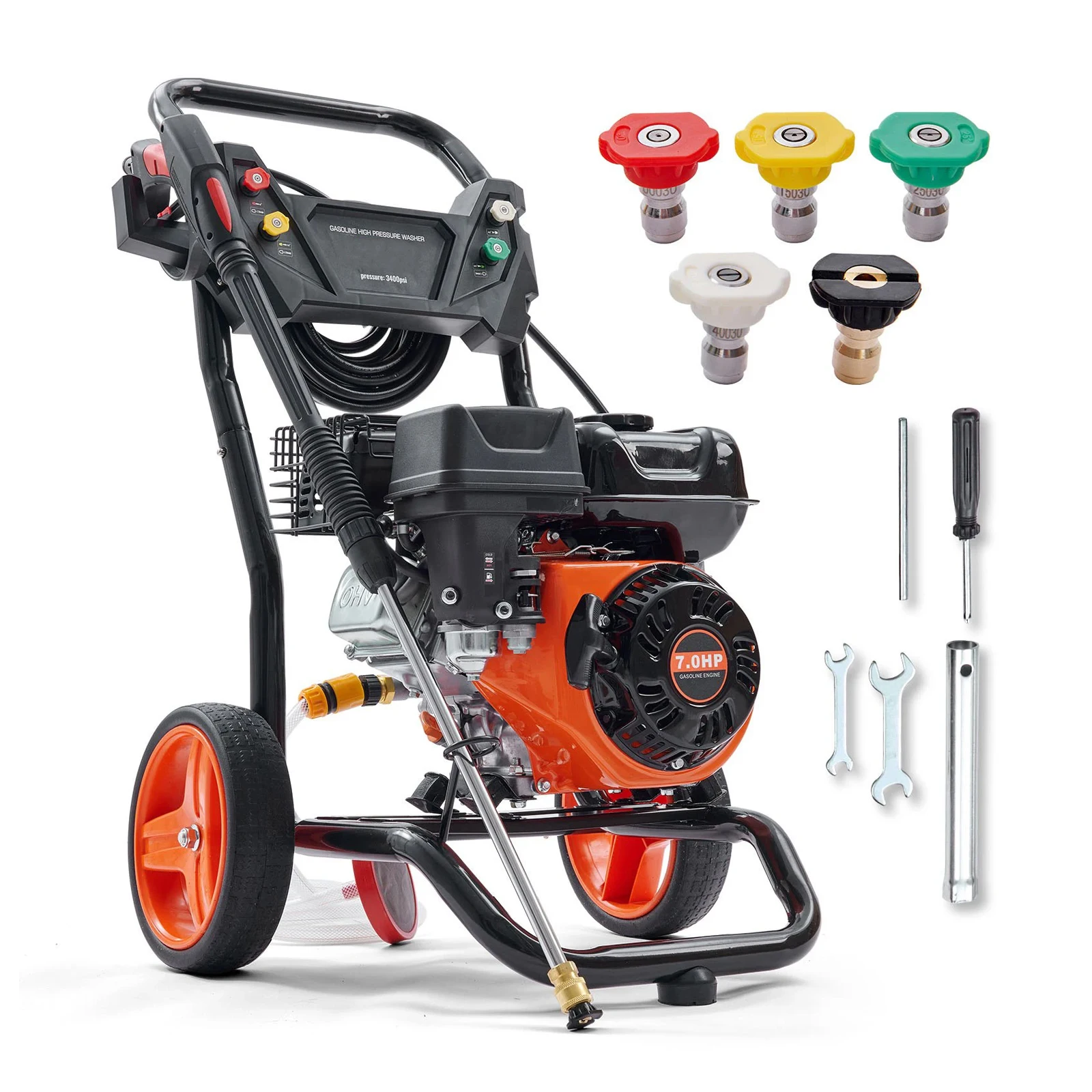 

VEVOR Gas Pressure Washer, 3400 PSI 2.6 GPM, Gas Powered Pressure Washer with Aluminum Pump, Spray Gun and Extension Wand