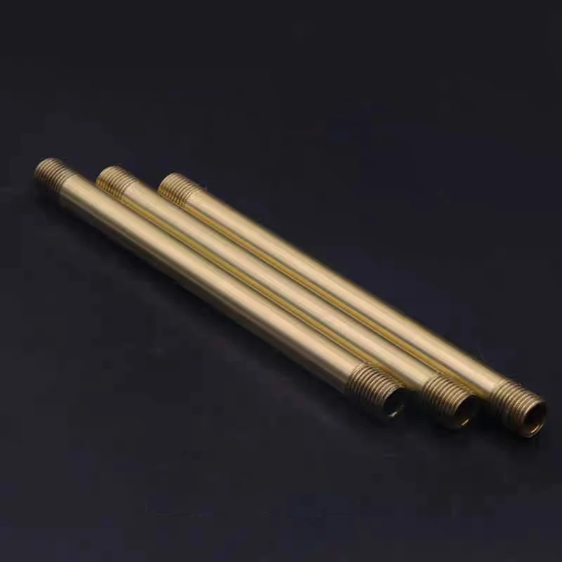 M10 two end external teeth full brass hollow fixed pole bedroom bedside table lamp fixed lamp pole coffee rack threading pole
