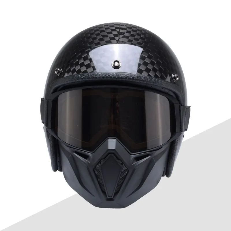 Hot Selling 12K Black Carbon Fiber Scooter Open Face Helmet Motorcycle Men Vespa Moto Capacete DOT Approved