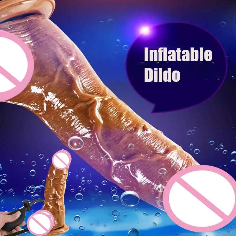 Inflatable Dildo Adjustable Size and Suction Cup Penis Dick Adult Reality Sex Toy Inflatable Anal Penis Cock Comfortable Sex Toy