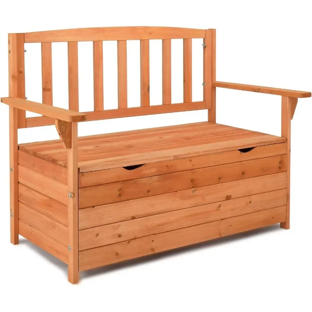 Wooden Outdoor Storage Bench Deck Box, It Is Made of Solid Wood, Durable and Long-lasting Use, High Capacity To 440 Lbs