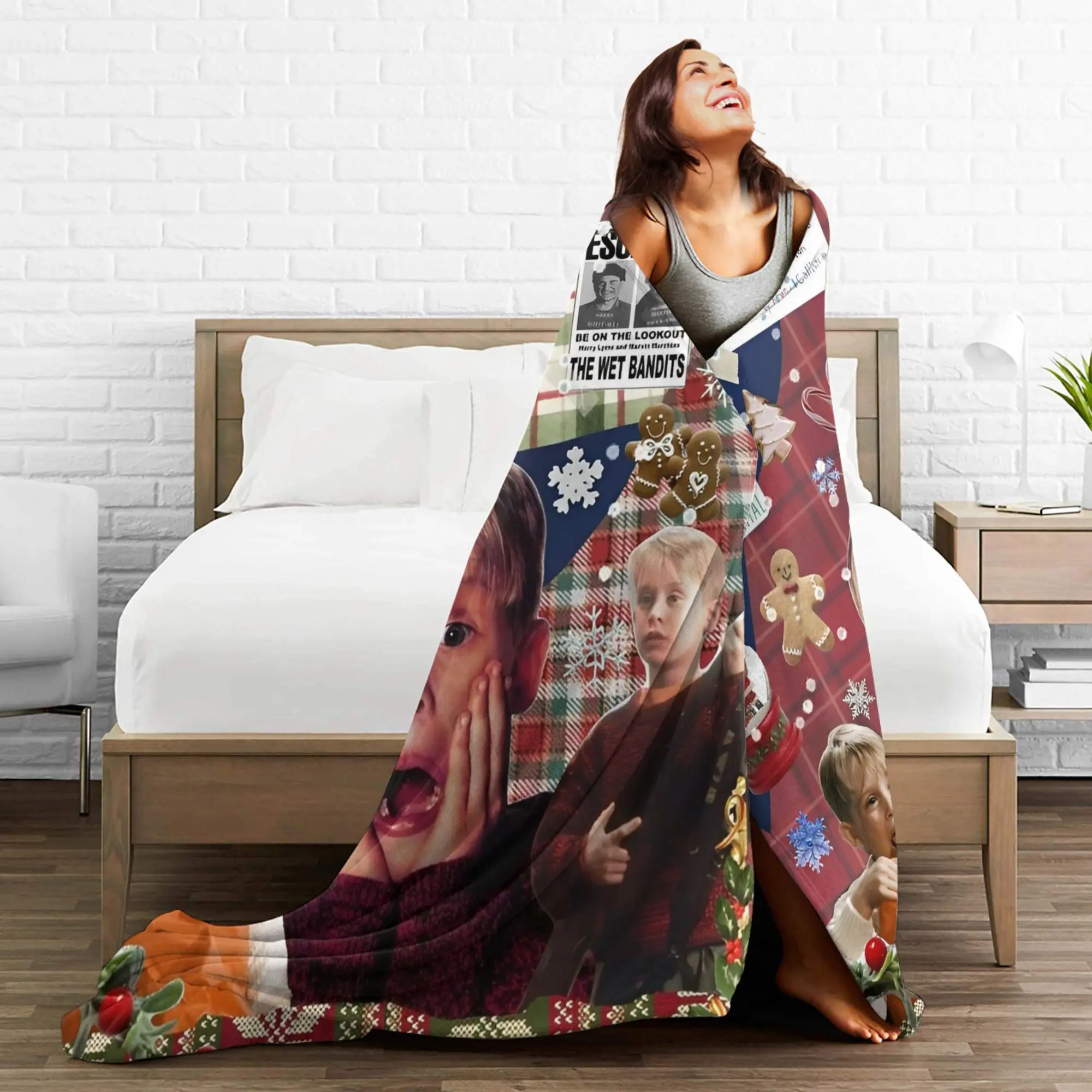 المنزل وحده ماكولاي كولكين الكولاج البطانيات كيفن كوميديا الفانيلا رمي بطانية أريكة تتحول لسرير المحمولة لينة الدافئة المفارش تنفس