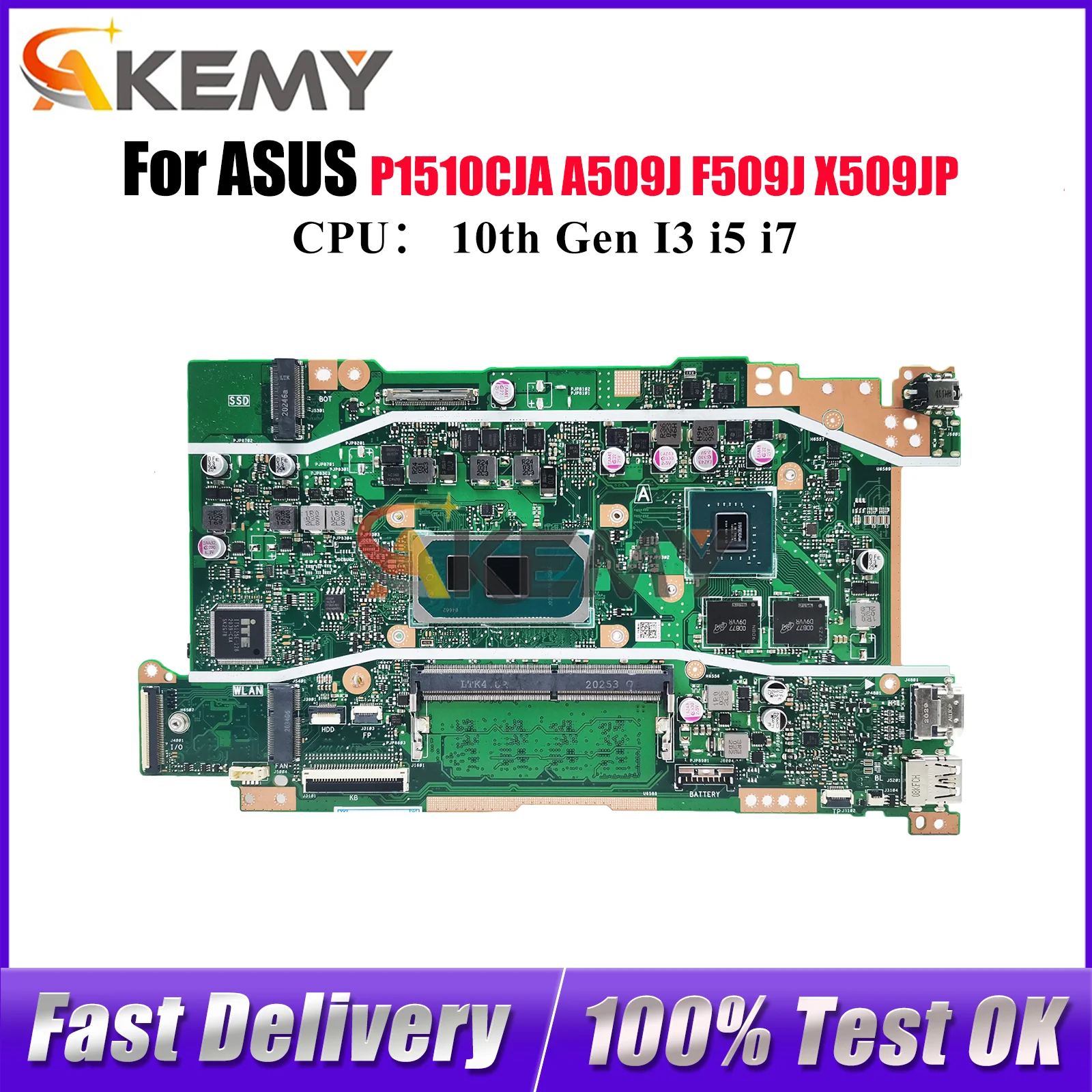 

X509JP Материнская плата для ноутбука ASUS X509JP Y4200J R409J P1510CJA F509J X509JB A409J F409J X409J A509J Материнская плата 10-го поколения I3 i5 i7