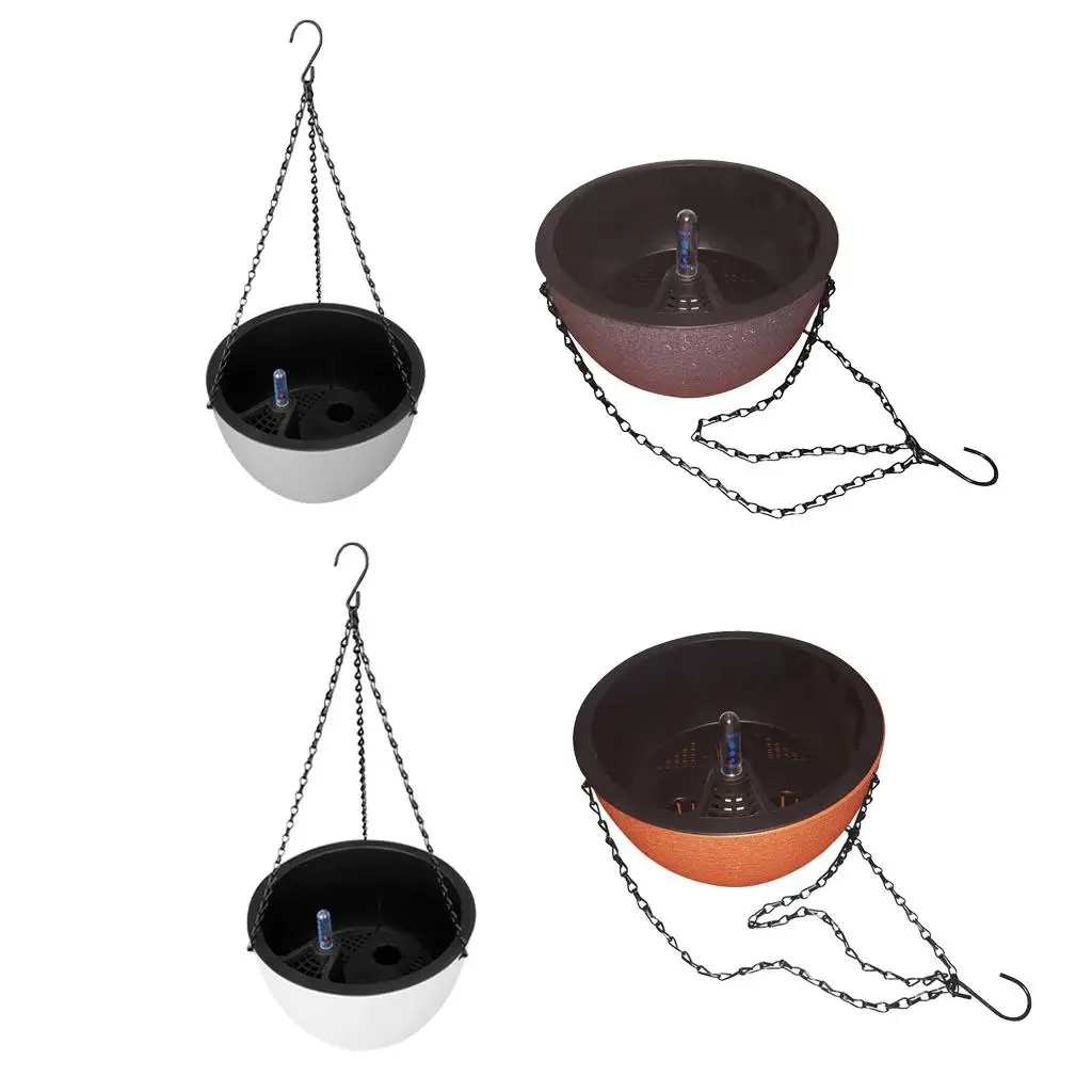 Hanging Planter Round Self-Watering Basket with Water Level Indicator, Plastic