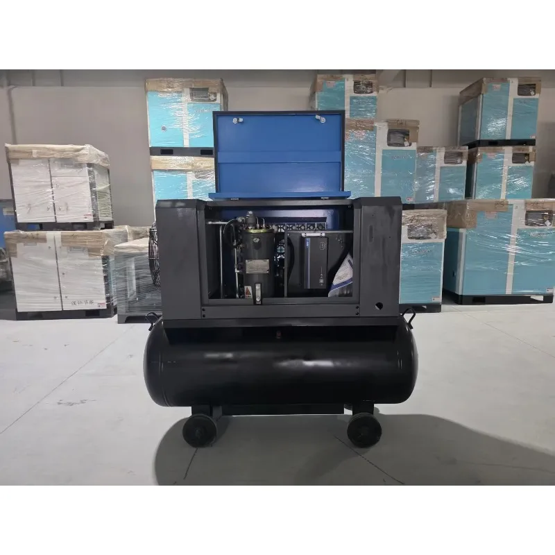 15KW 20HP Integrated 8bar 10bar 220V 380V Screw Air Compressor With Air Tank and Refrigerated Dryer Ready in Stock