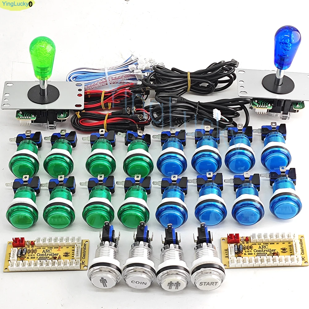 2-speler DIY Arcade Game Kit voor PC Raspberry Pi met LED-drukknoppen Amerikaanse stijl joystick USB-encoderkabels Mame Jamma