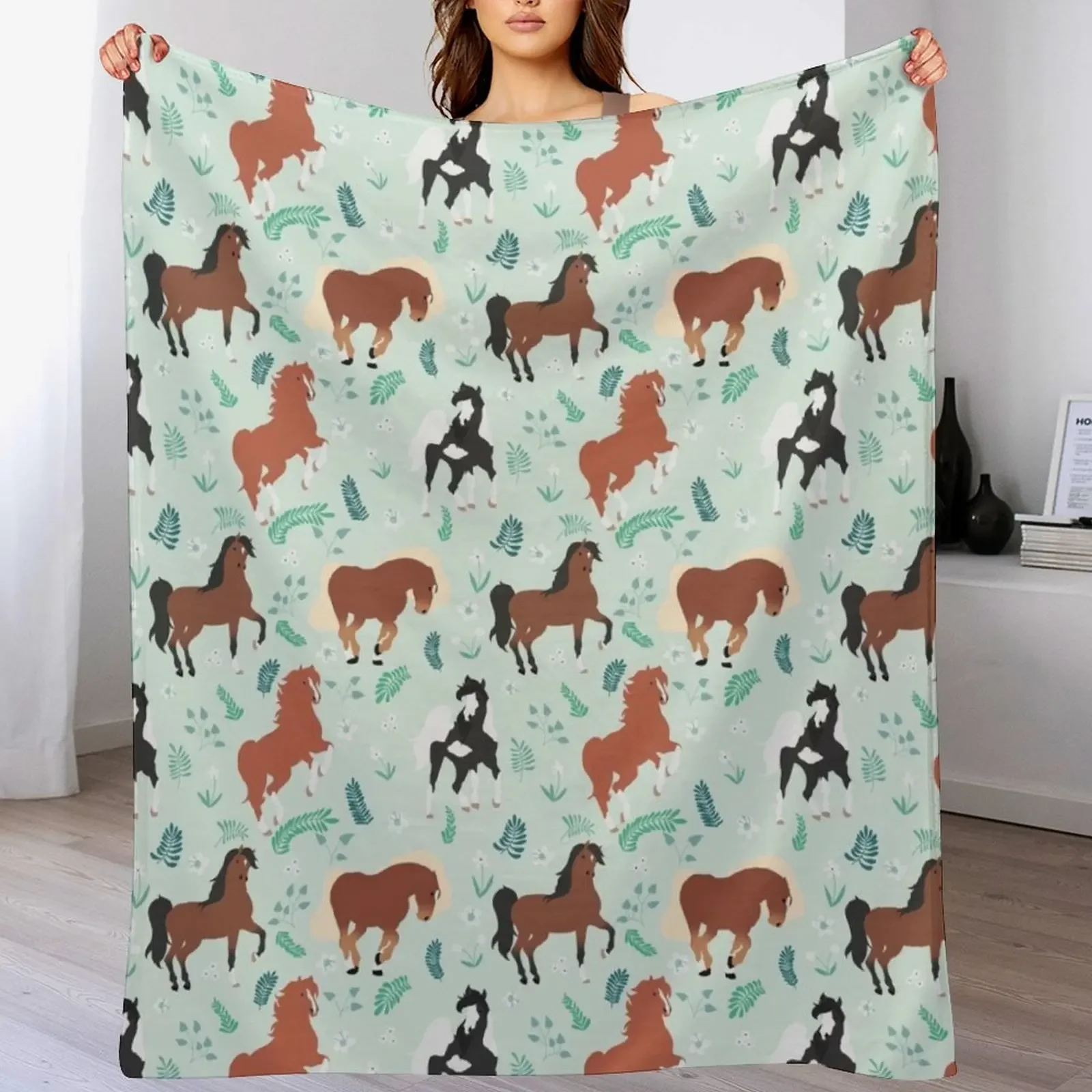 

Horse pattern v02 Throw Blanket Soft Plush Plaid Sofa Quilt Moving wednesday Blankets
