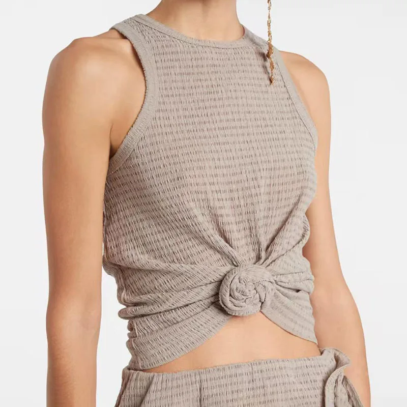 

Women's Dyed Pleated Top, Sleeveless Crew Neck Stereo Flower Tank Top, Casual Commute Pullover, 2026, New, y2k, Skirt Set