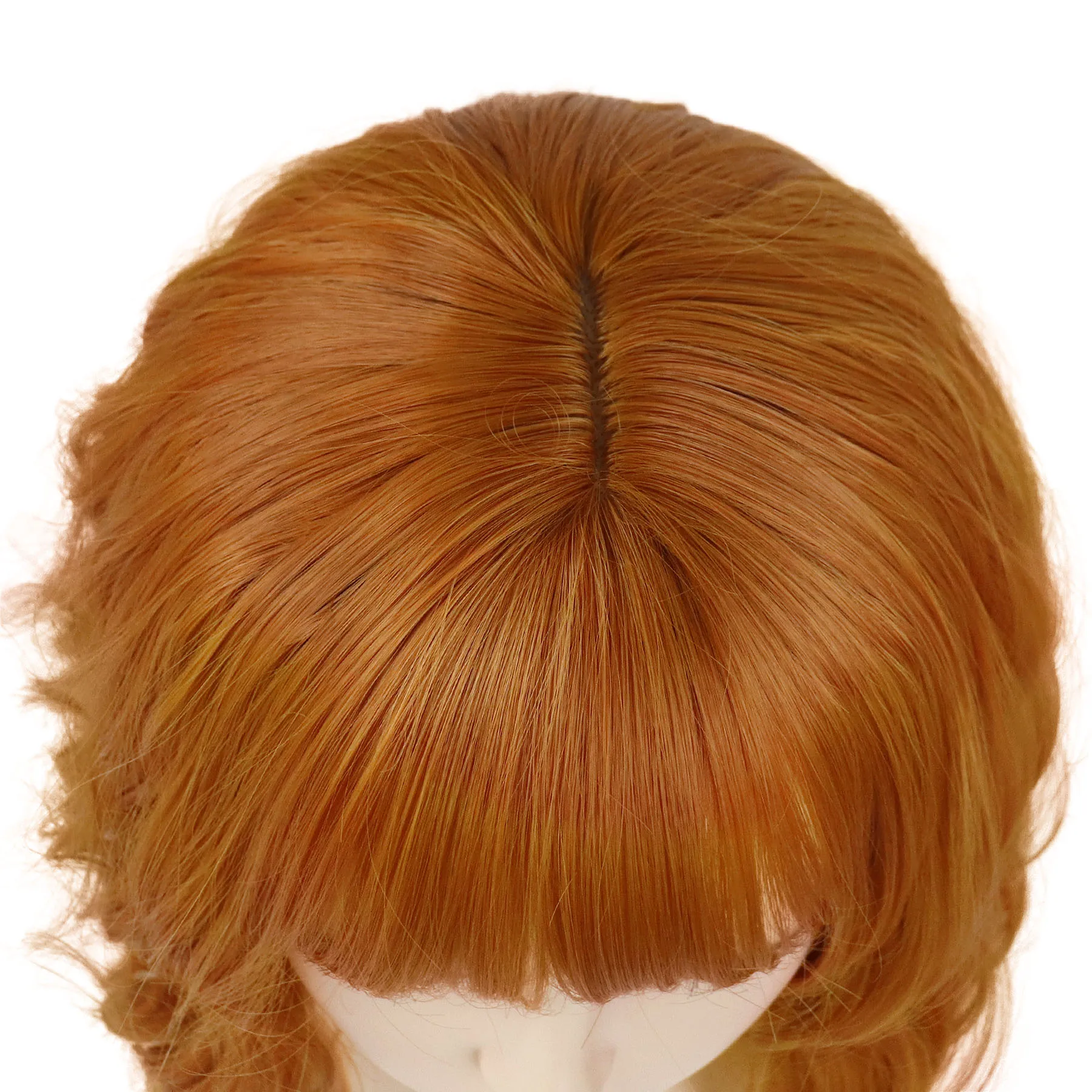 Pelucas de Cosplay naranjas, peluca ondulada corta sintética con flequillo para mujeres y niñas, disfraz de Halloween, fiesta, Navidad, resistente al calor