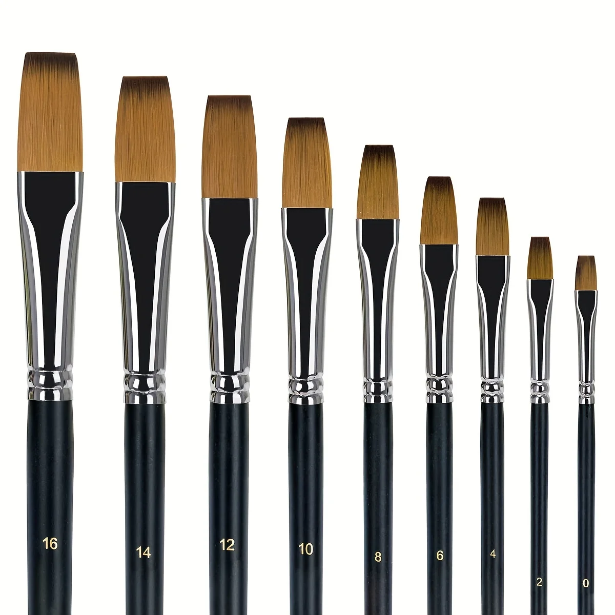 9pcs Synthetic Japanese Nylon Flat Acrylic Paint Brushes For Acrylic Painting Oil Watercolor Gouache Face Body Nail Art Painting