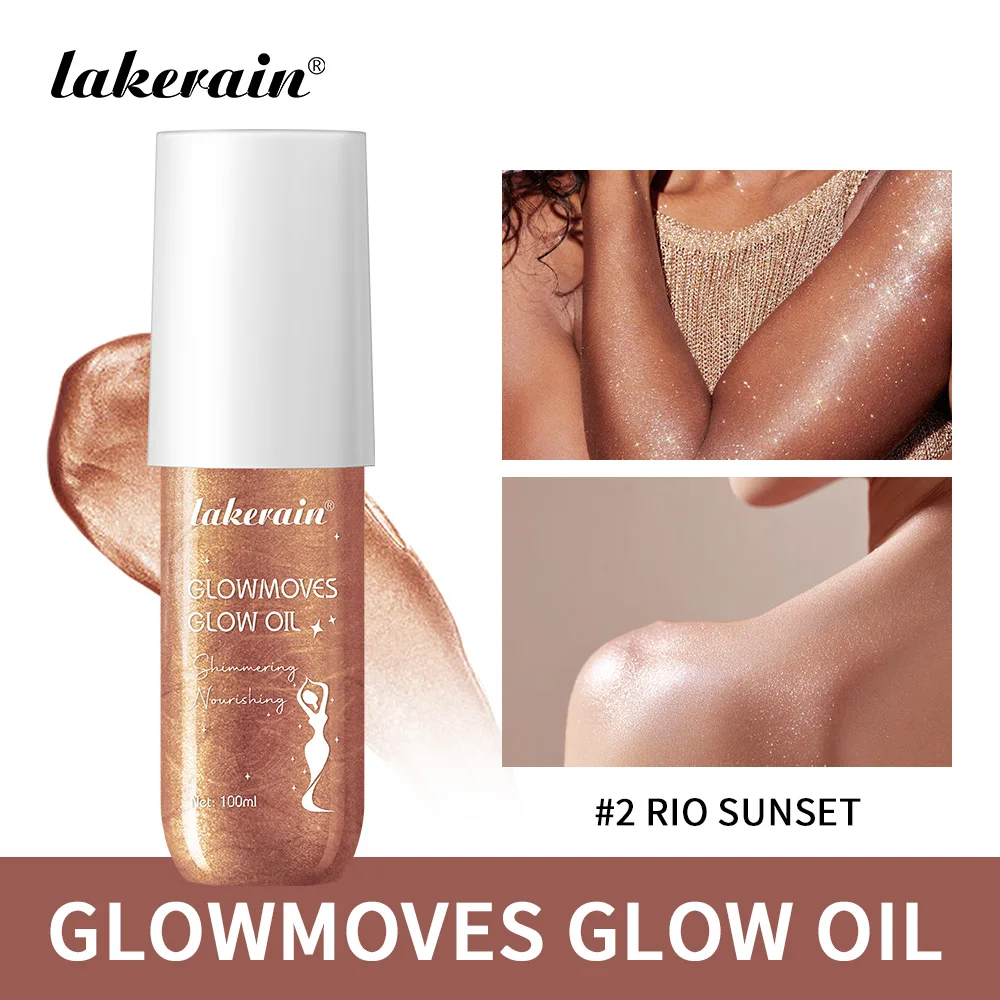 Lakerain 100 مللي زيت توهج يتوهج يدوم طويلاً تنعيم مغذي ومرطب عميق لامع غير دهني للعناية بالجسم زيت توهج