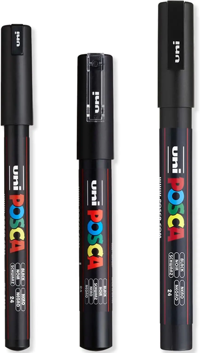 

Набор ультратонких маркеров для рисования, черные чернила, 3 штуки в упаковке, для различных поверхностей