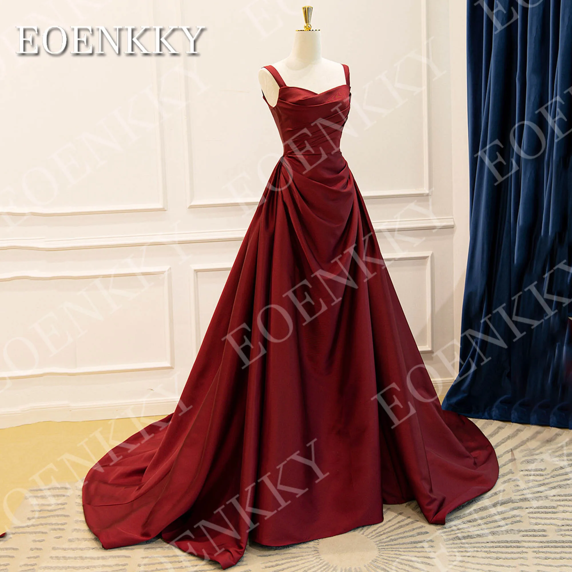 EOENKKY robes de soirée en Satin élégantes pour femme longue bordeaux col en V une ligne robe de soirée formelle robe de soirée personnalisée Robes de soirée élégantes en satin pour femme longue Bourgogne V col une lig