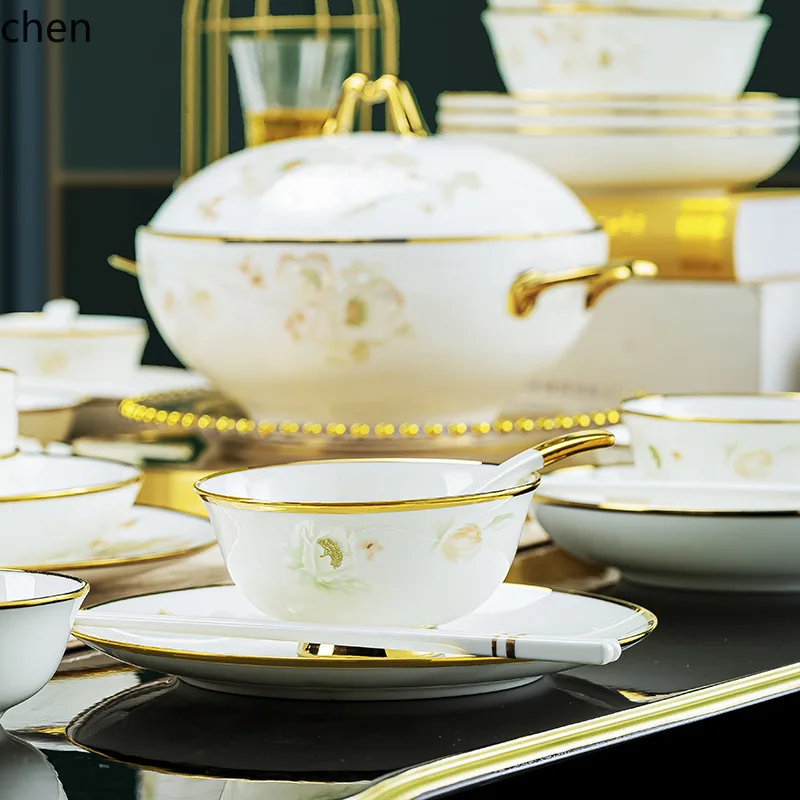 

HYS dinnerware set - bone china bowl, plate, and utensil gift set