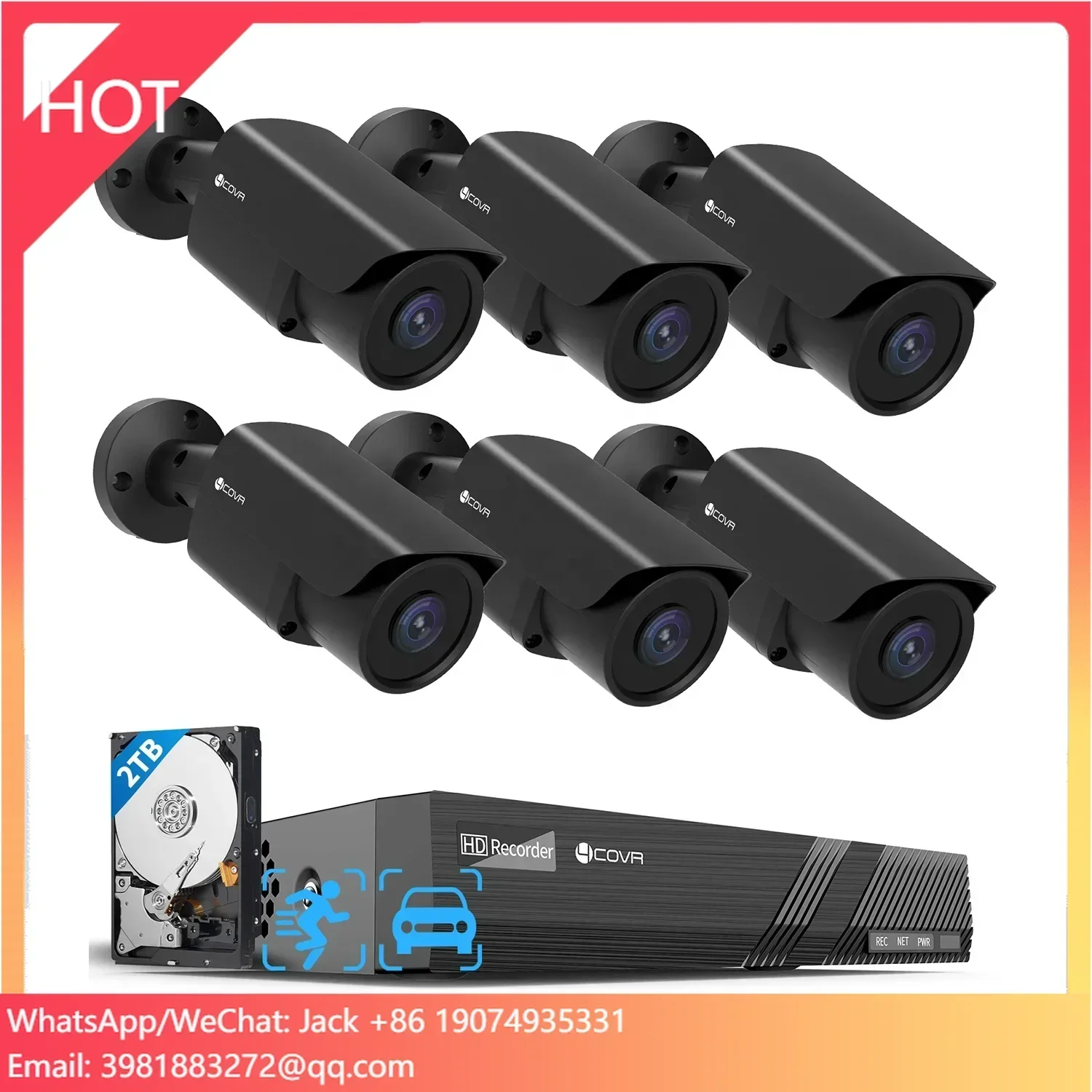 8CH 8MP AI Human Vehicle Detection Home Security System 6Pcs 5MP PoE Bullet IP Camera 2TB HDD 8MP NVR IP67 Night Surveillance