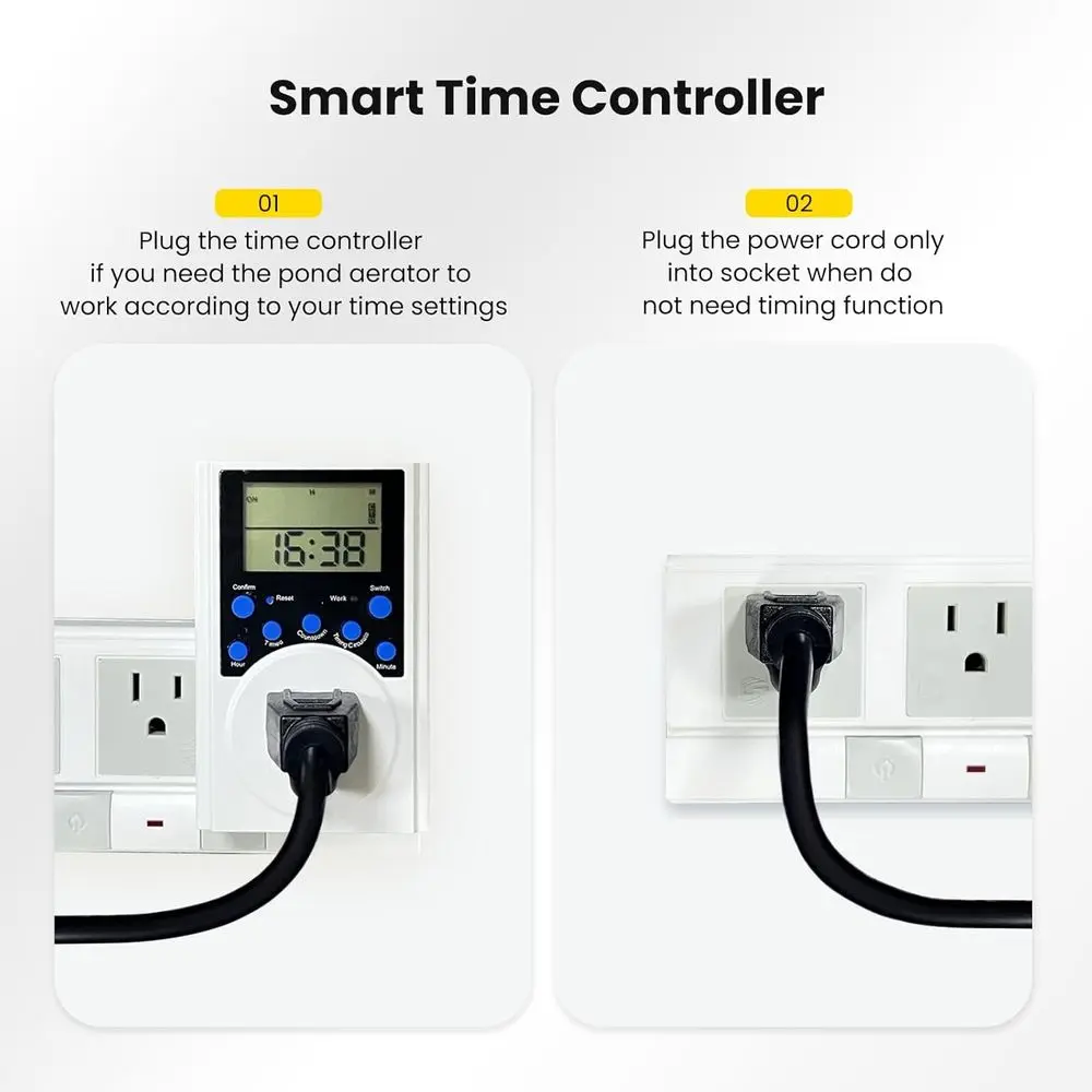 3-Acre Pond Aerator with 3/4 HP, 5.2 CFM, Timer for Deep Water Oxygenation