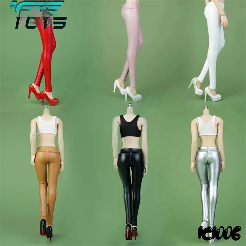 1/6 Scale Female Tight Elastic Stretch Slim Trousers Pu Leather Pants Model for 12'' Action Figure Body ICE TOYS IC1006