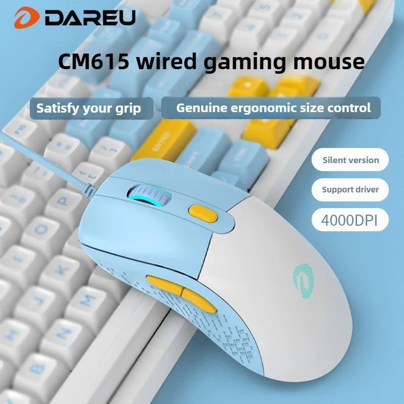 

DAREU CM615 Wired Mouse Ergonomic Lightweight RGB Independent Programming Button 60IPS home office mouse For PC Laptop